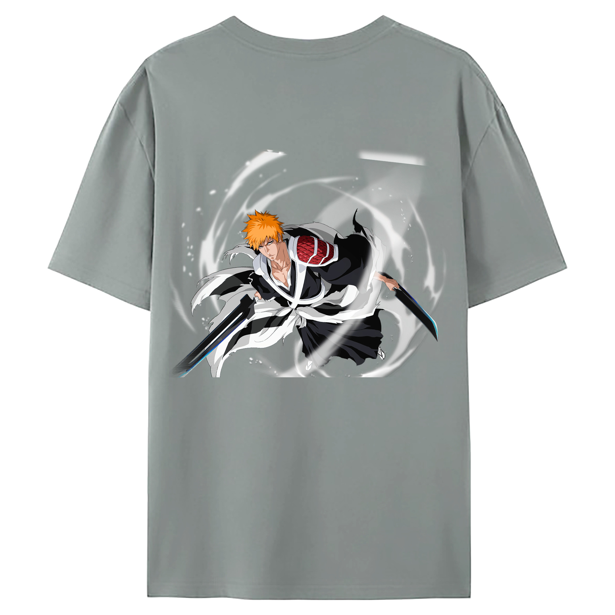 （画像用） ブリーチ 黒崎一護（くろさき いちご）BLEACH Kurosaki Ichigo 綿100％ メンズ半袖Tシャツ（バックプリント） 通気性